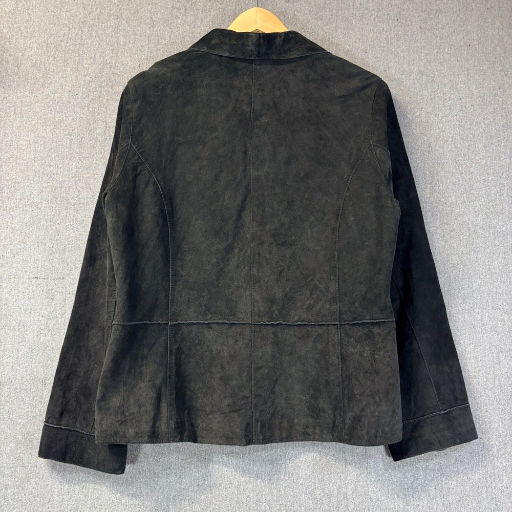 Brandon Thomas Vintage Black 100% Suede Leather Button Blazer Jacket Size L - Picture 2 of 7